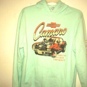Men's GM Licensed Camaro Sweatshirt Hoodie Large Unisex Lime Green